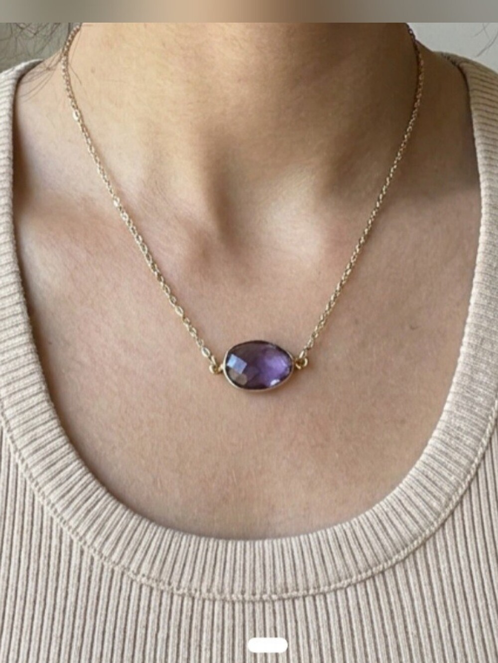 Minimalist amethyst 16k Gold Plated necklace